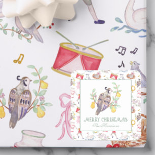 Aquarell Zwölf Tage Weihnachtsgeschenke Quadratischer Aufkleber