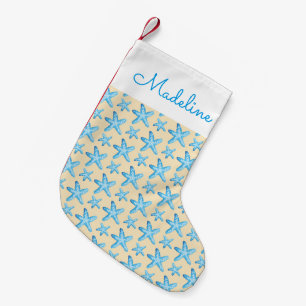 Aquarelladdieren blaues Starfish-Muster   Ihren Kleiner Weihnachtsstrumpf