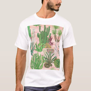 Aquarellamas und Kakteen-Muster. T-Shirt