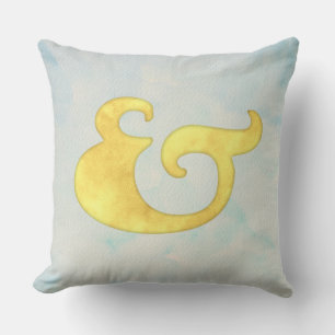AquarellAmpersand Nautik   Gelb + Himmelfarbe Kissen
