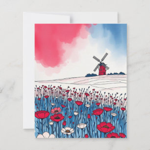 Aquarellansicht von Windmühle