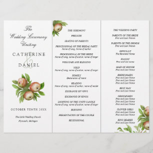 Aquarelläpfel dreifaches Hochzeitsprogramm