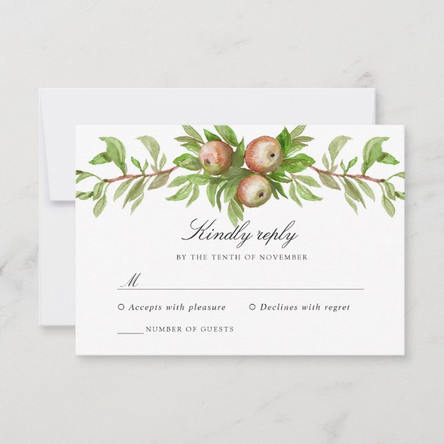 Aquarelläpfel Hochzeitskarte RSVP Karte (Vorderseite)