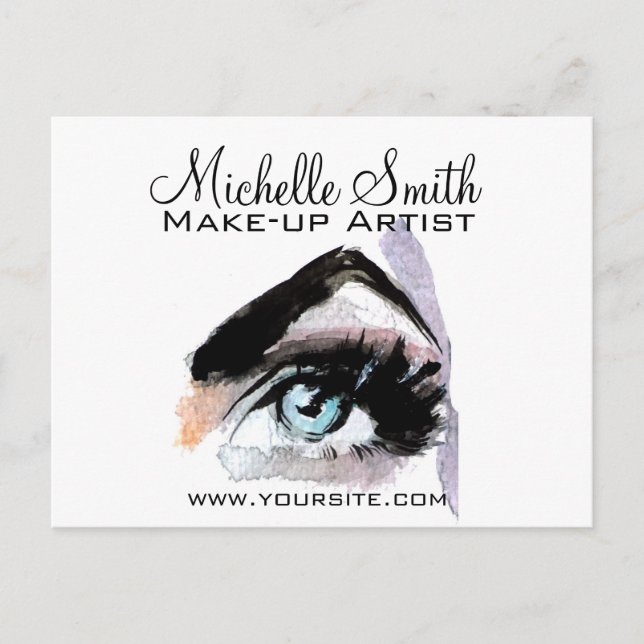 Aquarellaugen mit Lasche-Erweiterung Make-up Postkarte (Vorderseite)