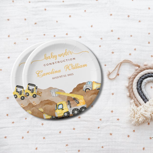 Aquarellbaby im Bau Babydusche Pappteller (Von Creator hochgeladen)