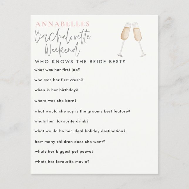 Aquarellbachelorette, die das Brautspiel kennen (Vorderseite)