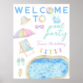 Aquarellbad Party Geburtstag Willkommen Poster
