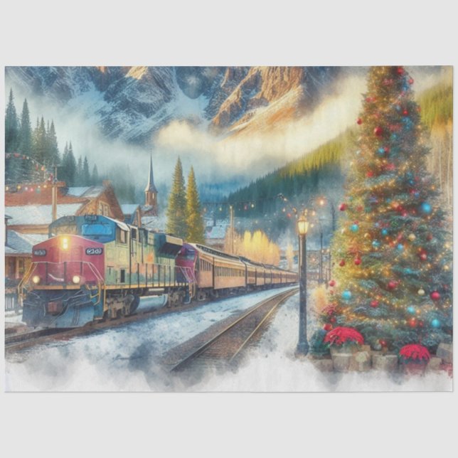 Aquarellbahn und Weihnachtsbaumgewebe Seidenpapier (Vorderseite)