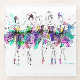 Aquarellballerinas: Illustration des hellen Tanzes Glasuntersetzer