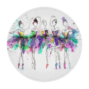 Aquarellballerinas: Illustration des hellen Tanzes Schneidebrett