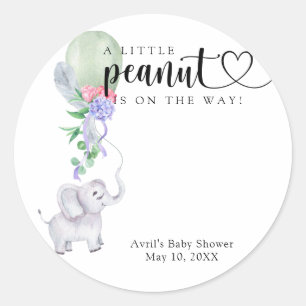 Aquarellballon & Elefant - Babyparty Runder Aufkleber