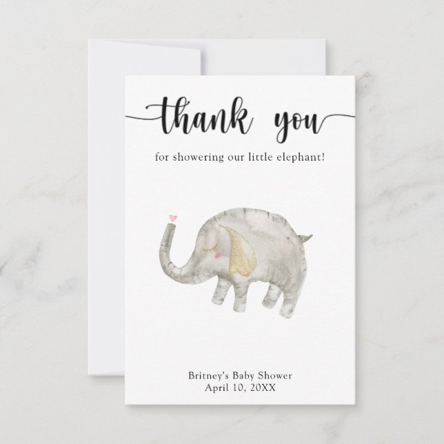 Aquarellballon-Elefant vielen Dank Dankeskarte (Vorderseite)