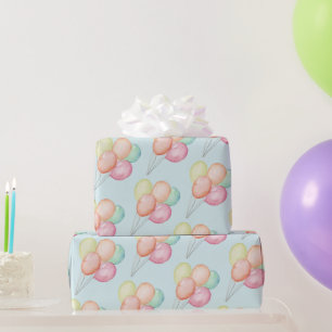 Aquarellballons auf blau geschenkpapier