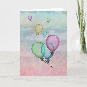 Aquarellballons im Himmel Geburtstag Karte