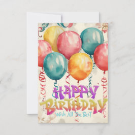 Aquarellballons Vintag Geburtstagskarte