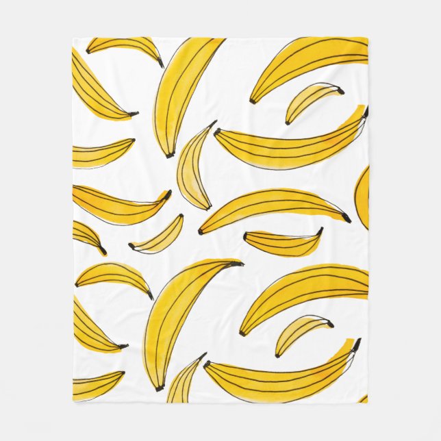 Aquarellbananen - gelb fleecedecke (Vorderseite)