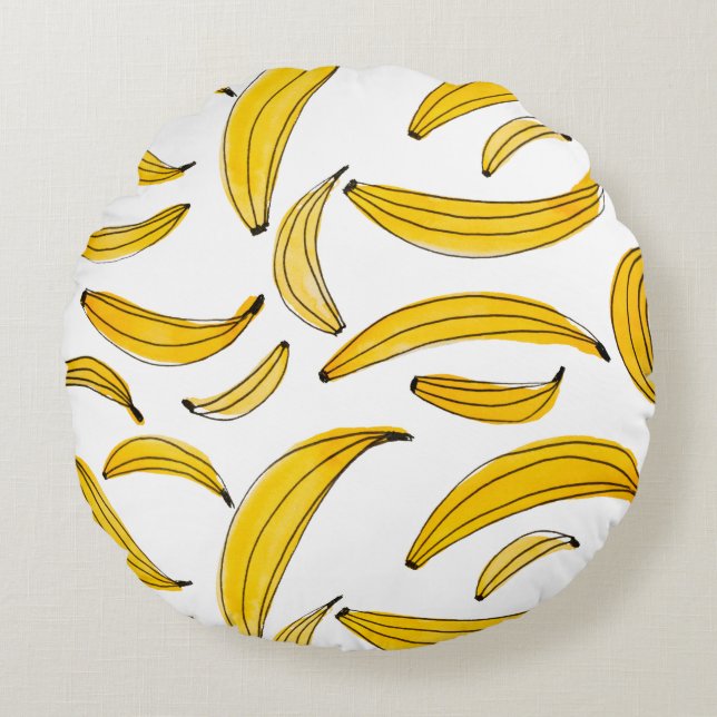 Aquarellbananen - gelb rundes kissen (Vorderseite)