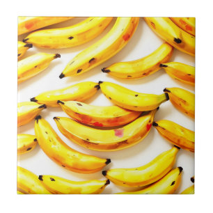Aquarellbananen mit weißem Untergrund Fliese