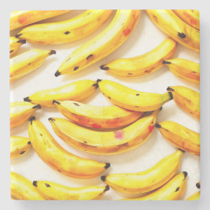 Aquarellbananen mit weißem Untergrund Steinuntersetzer