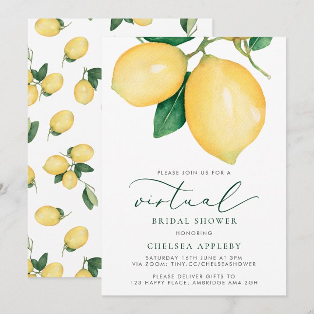 Aquarellbänder Virtual Bridal Dusche Einladung (Vorne/Hinten)