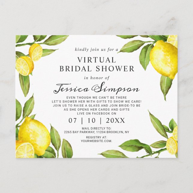 Aquarellbänder Virtual Bridal Dusche Einladung Postkarte (Vorderseite)