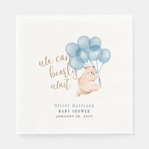 Aquarellbär Blue Balloon Baby Shower Classic R Serviette
