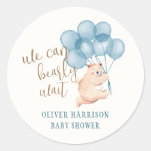 Aquarellbär Blue Balloon Babydusche