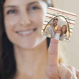 Aquarellbär Bunny Strip Spring Foto Quadratischer Aufkleber