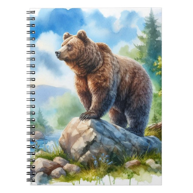 Aquarellbär in der Natur Notizblock (Vorderseite)