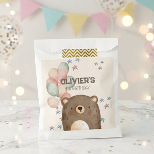 Aquarellbär mit Ballons Geburtstag Günstlingsbeute Geschenktütchen