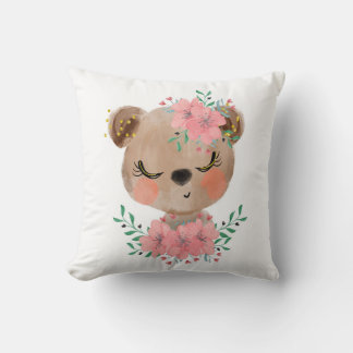 Aquarellbär mit Florals-Kissen Kissen