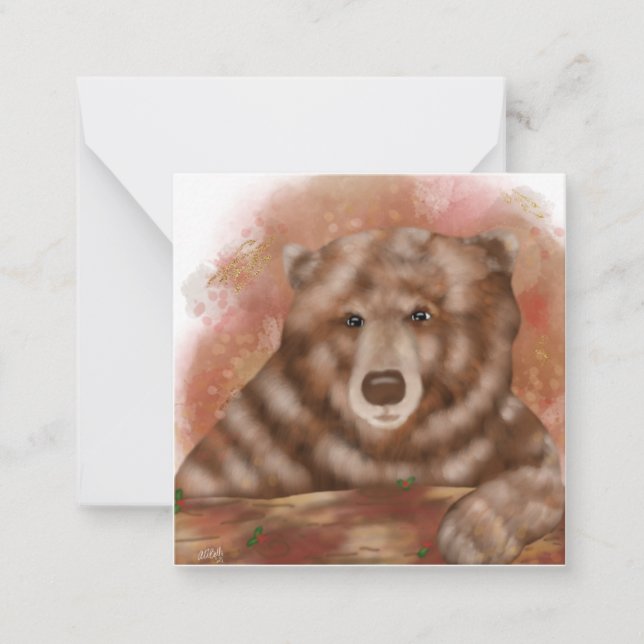 Aquarellbär mit Imitaten Gold | Anmerkung Karte (Vorderseite)