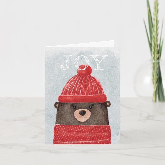 Aquarellbär niedlich. Weihnachtswaldtier Feiertagskarte (Vorderseite)