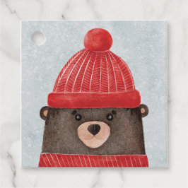 Aquarellbär niedlich. Weihnachtswaldtier Geschenkanhänger