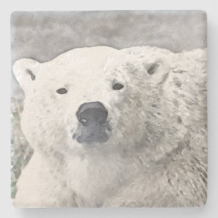 Aquarellbär Steinuntersetzer