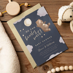 Aquarellbär wir können frühzeitig abwarten Babydus Einladung