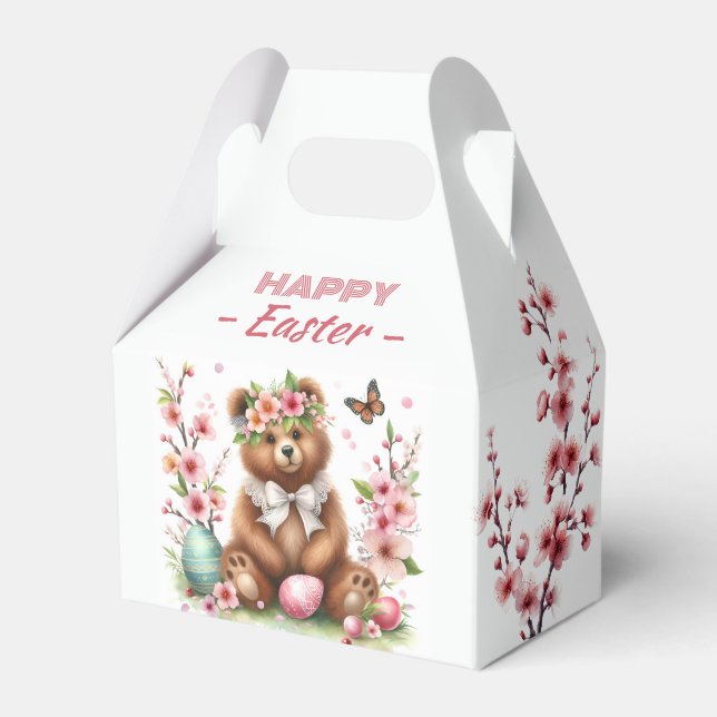 Aquarellbären Ostereier & Kirschblüten - Geschenkschachtel (Vorderseite)