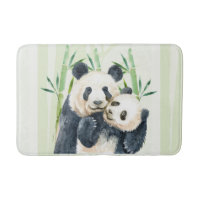 Aquarellbären Panda Bears Mama & Baby in Bamboo