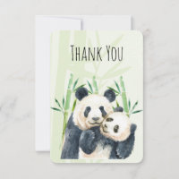 Aquarellbären Panda Bears Mama & Baby in Bamboo