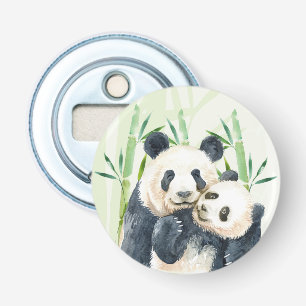 Aquarellbären Panda Bears Mama & Baby in Bamboo Flaschenöffner