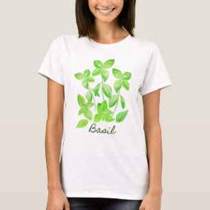 Aquarellbasilikumillustration T-Shirt