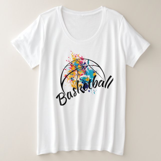Aquarellbasketball Große Größe T-Shirt (Design vorne)