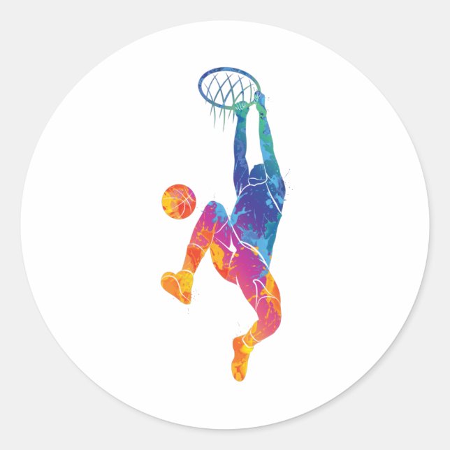 Aquarellbasketball Runder Aufkleber (Vorderseite)