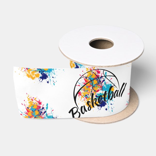 Aquarellbasketball Satinband (Spule)