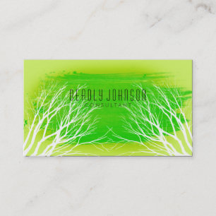 Aquarellbaum Einfache Spritzer Grüne Natur Visitenkarte