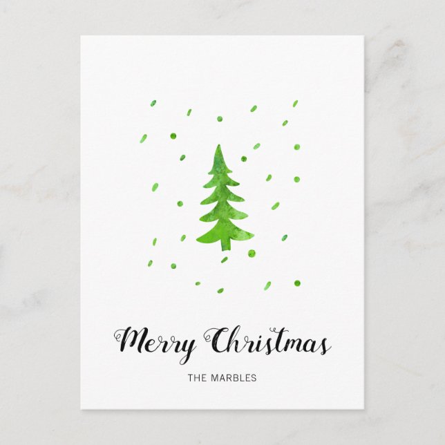 Aquarellbaum Feiertagspostkarte (Vorderseite)
