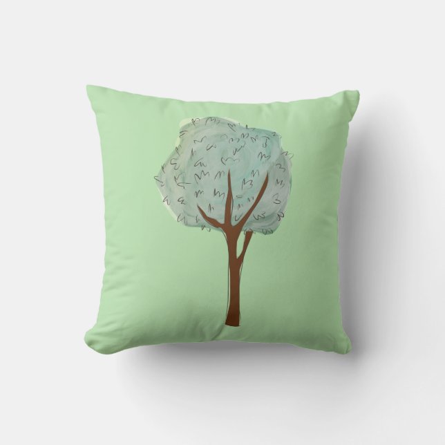 Aquarellbaum grün kissen (Vorderseite)
