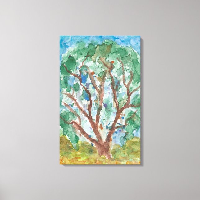 Aquarellbaum Leinwanddruck (Vorderseite)