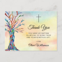 Aquarellbaum Taufe Christening Vielen Dank