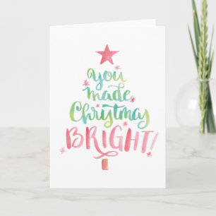Aquarellbaum Weihnachten Vielen Dank Notecard Dankeskarte